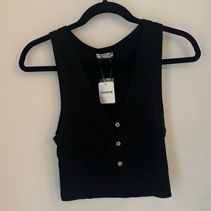Free People Black Sleeveless Ribbed Top NWT